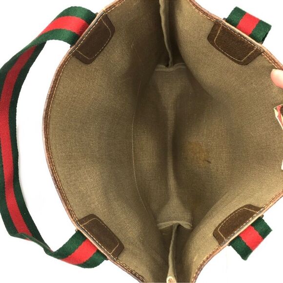 GUCCI AUTHENTIC BROWN MONOGRAM COATED CANVAS TOTE BAG - Picture 11 of 12